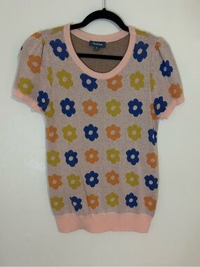ModCloth Pink Knit Top with Daisy Pattern